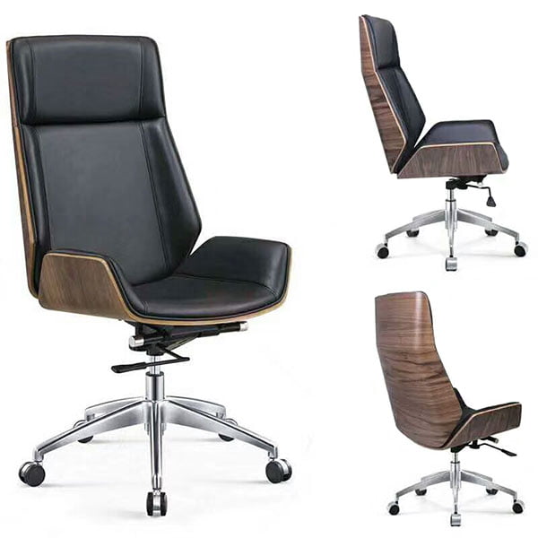 Modern Bentwood Swivel Computer Leather Office Chair