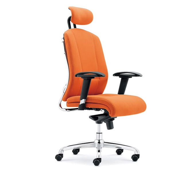 Modern Office Chair Orange Pu Leather, Orange Leather Office Chair