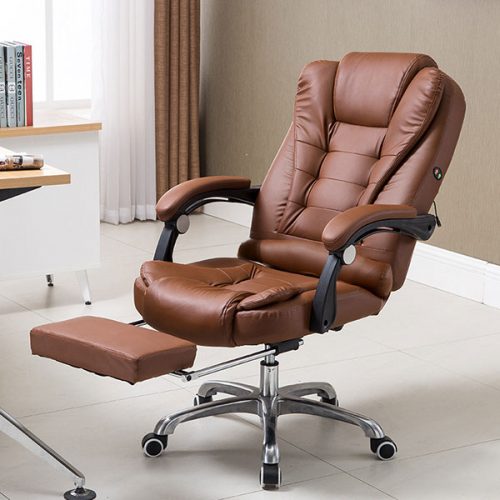 Adjustable Executive Reclining Sleeping Leather Office Chair With Footrest