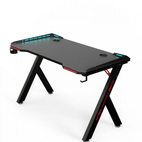 Z Shaped RGB LED Computer Pc Gaming Desk Table