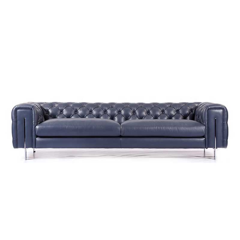 Office Furniture Genuine Leather Sofa Bed, Blue Leather Sofa Bed